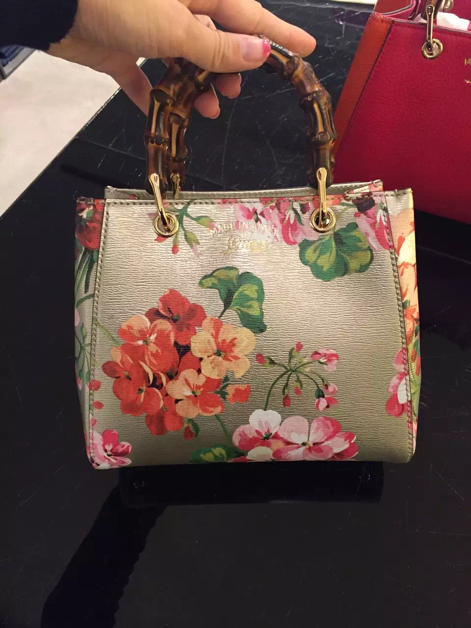 Gucci Bamboo Shopper Mini Blooms Bag 368823 CWY1G 8613